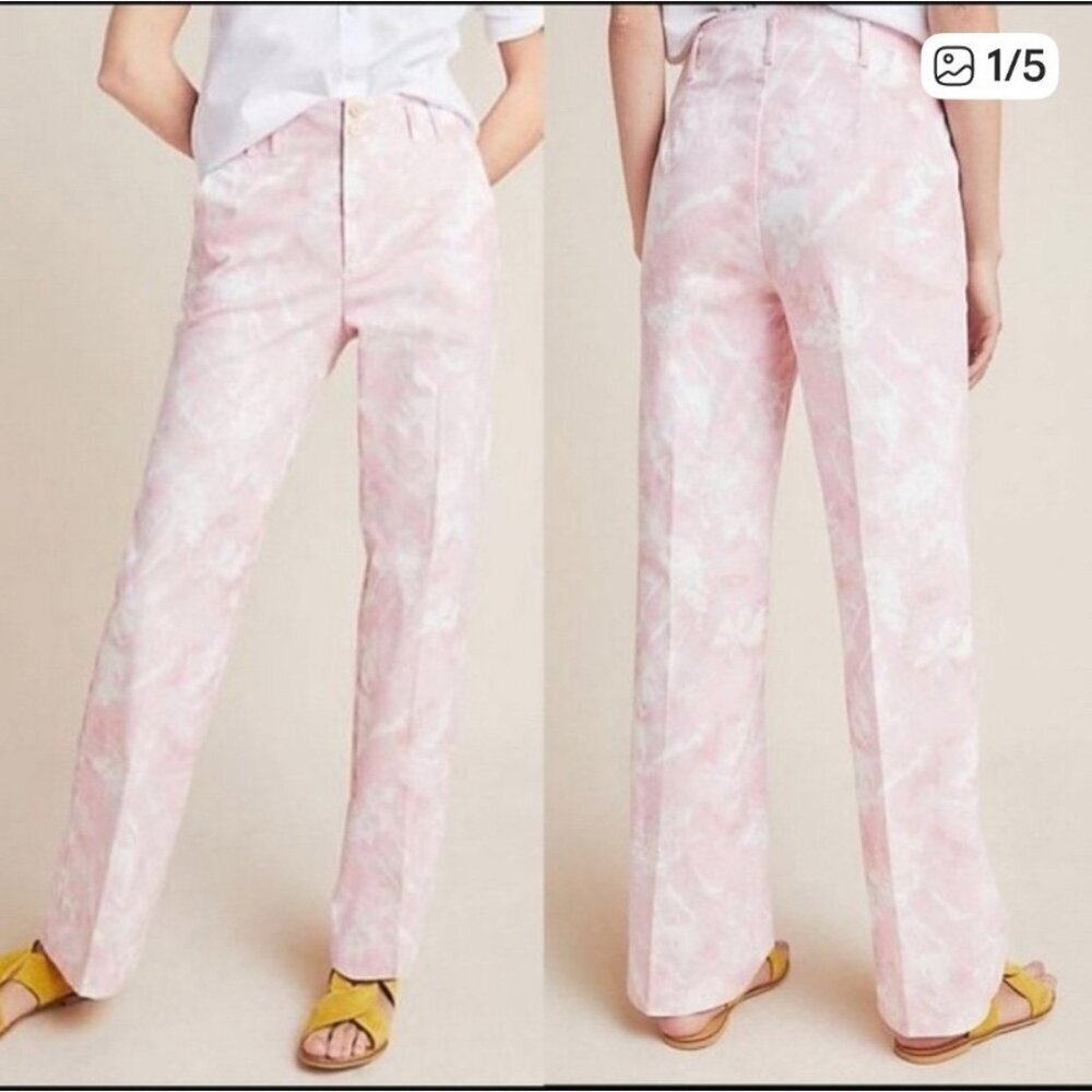 By Anthropologie Pink Tie Dye Jamie Trousers 28